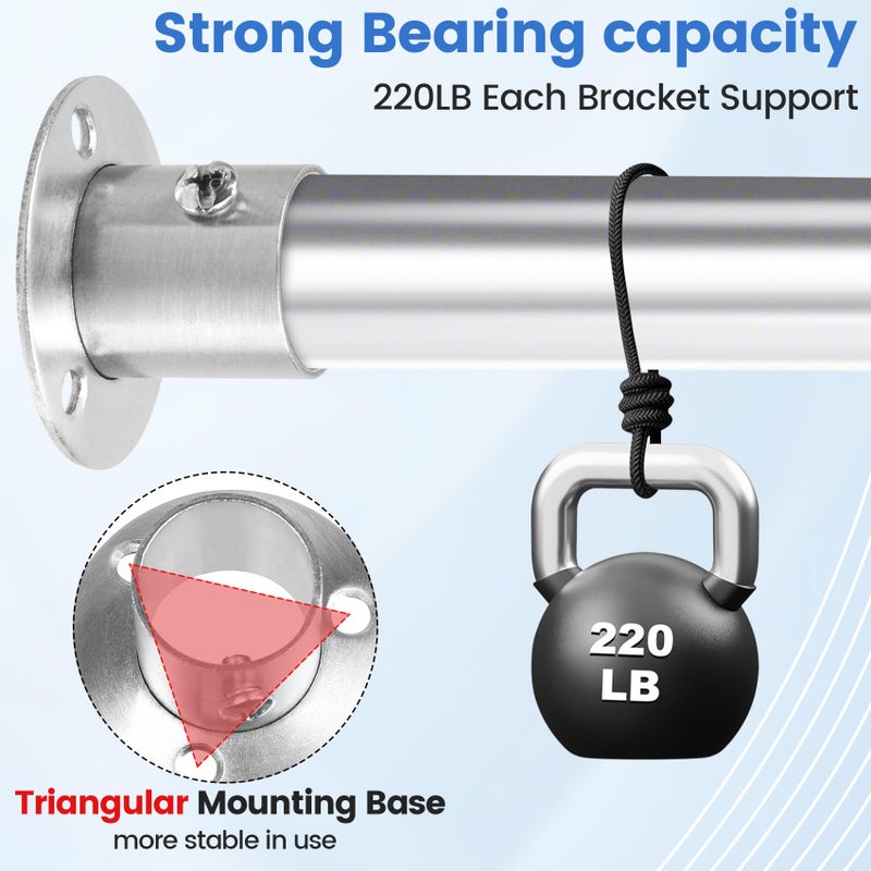 Geesatis 4PCS Total Height 1.57" Fit Diameter 1.0" Pipes High Flange Holder Rod Stainless Steel for Wardrobe Ceiling Mounting Bracket, with Screws - Image 5